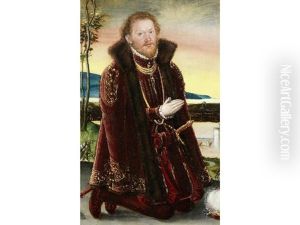 Portrait Of Prinz Joachim Ernst Von Anhalt (+ And Portrait Of Prinzessin Agnes Grafin Von Barby) (pair) by Lucas The Younger Cranach