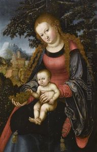 Madonna Mit Kind In Einer Landschaft by Lucas The Younger Cranach