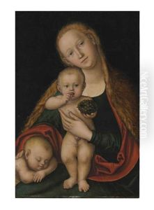 The Virgin And Child With Infant Saint John The Baptist Sleeping by Lucas The Younger Cranach