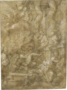 Women Being Chased Out Of A Temple by Andrea Giovanni Ansaldo