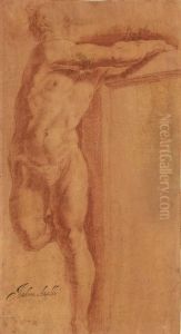 Un Homme S'appuyant Sur Une Structure, Tourne Vers La Gauche by Andrea Giovanni Ansaldo