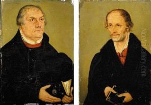Portrait Of Martin Luther, Half Length, Holding A Prayer Book (+ Portrait Of Philip Melanchthon, Half Length, Holding A Prayer Book; Pair)