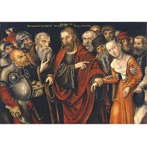 Christ And The Woman Taken In Adultery by Lucas The Younger Cranach