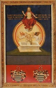A Heraldic Posthumous Memorial To Georg Von Miltitz With Christ The Redeemer by Lucas The Younger Cranach