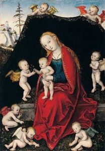 The Virgin And Child With Seven Angels by Lucas The Younger Cranach
