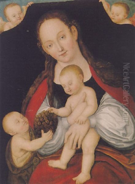 The Virgin And Child With The Infant St. John Proffering A Bunch Of Grapes And Two Angels - view 1