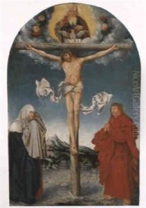 Christus Am Kreuz Zwischen Maria Und Johannes by Lucas The Younger Cranach