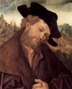A Portrait Of A Bearded Gentleman, Bust Length by Lucas The Younger Cranach