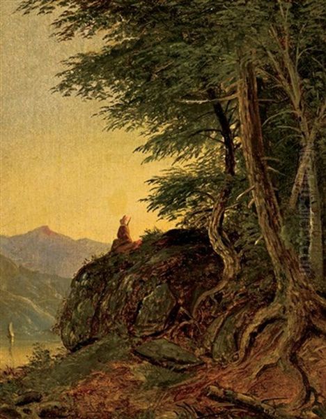 Indian Overlooking A River - view 1