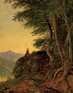 Indian Overlooking A River by Christopher Pearce Cranch
