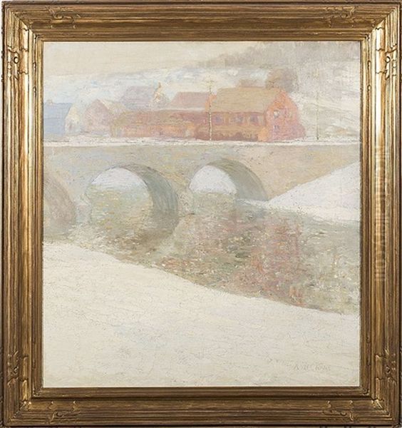 Snow Scene With Bridge - view 1