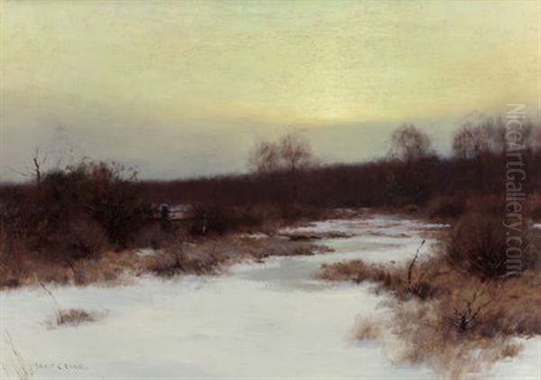 Snow Scene At Twilight - view 1