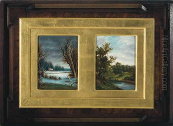 Early Morning (+ A Landscape With Stream; 2 Works In 1 Frame) - view 1