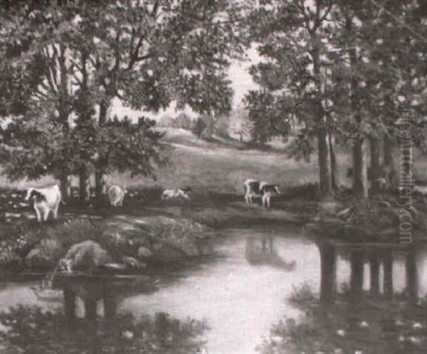 Cattle Grazing Near A River - view 1