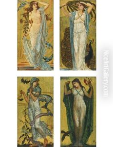 Morn, Noon, Eve And Night (4 Works) by Walter Crane