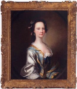 Portrait Of Miss Parker Wearing A White Dress And Blue Cloak