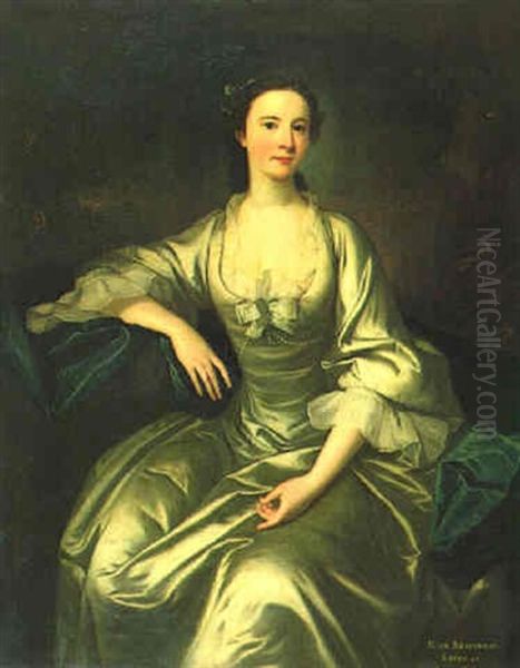 Three Quarters Length Seated Portrait Of Miss Newnham, Sister Of Lady Ryder - view 1