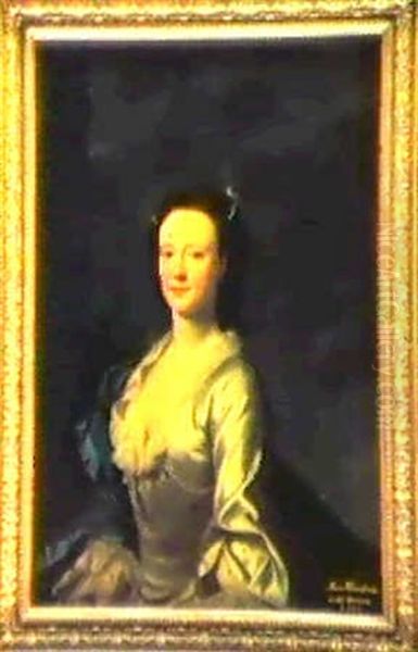 Portrait Of Anne Newnham, Later Lady Ryder, Half Length, In A White Dress Trimmed With Lace And Pearls - view 1