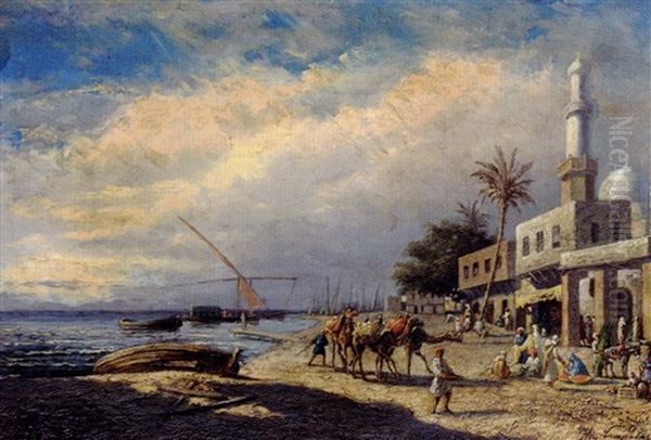 Chameliers Et Marchands Orientaux Au Bord Du Nil - view 1