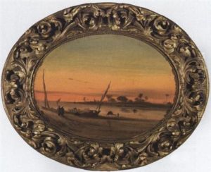 Soleil Couchant Sur Les Felouks Au Bord Du Nil