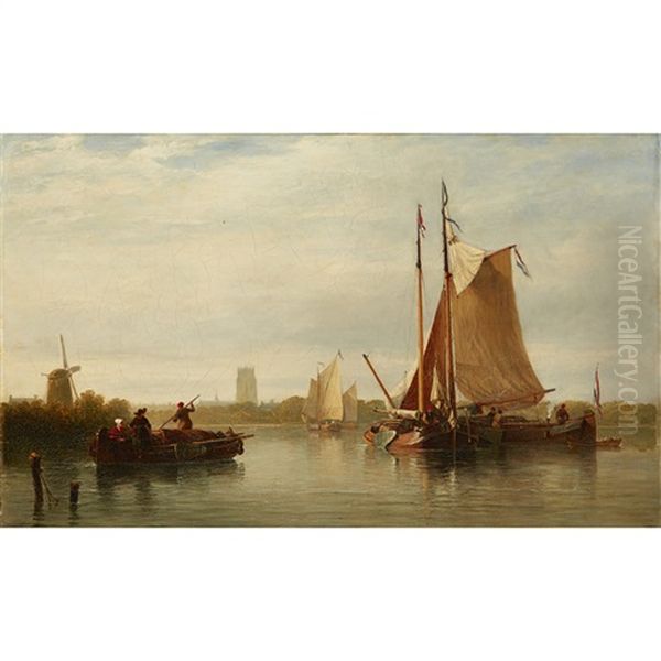 Barges On A Dutch Canal - view 1