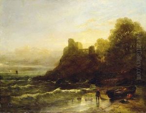 Pecheur Au Pied D'un Chateau En Ruine by Edmund Thornton Crawford