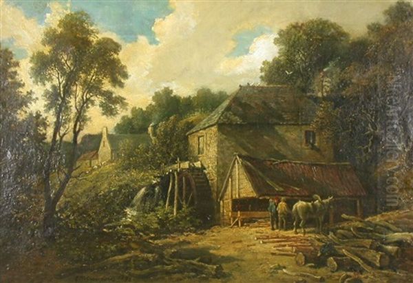 Gathering Wood By An Old Mill - view 1