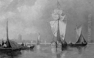 Dutch Barges In A Calm by Edmund Thornton Crawford