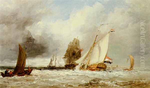 A Dutch Yacht Running Out To Sea Astern Of A Man-o-war - view 1