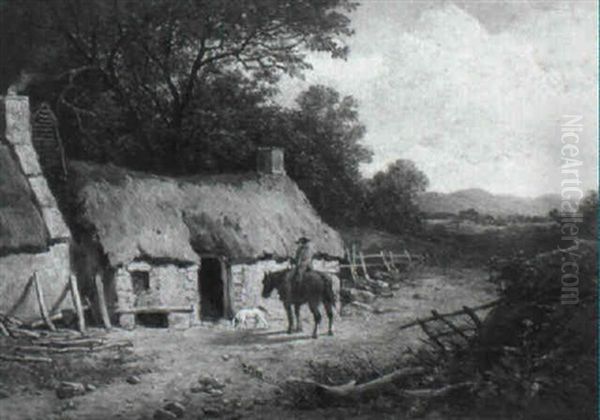 A Horseman And His Dog Halting By A Cottage - view 1
