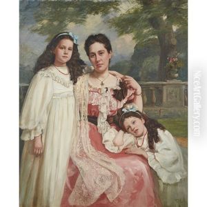 Portrait Of Mrs Henderson And Her Daughters, Maysie And Lesley by Robert Cree Crawford