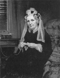 Portrait Of A Woman Knitting by Robert Cree Crawford