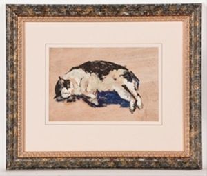 Sleeping Cat by Joseph Crawhall