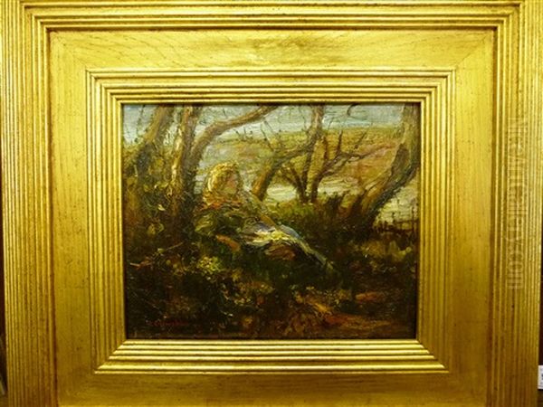 Girl Beside A Tree In A Landscape - view 1