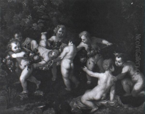 Cherubs Frolicking In A Flowered Grove - view 1