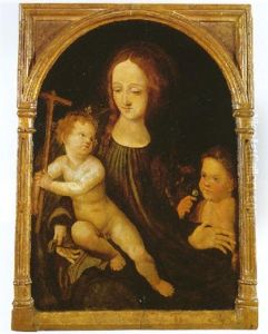 The Madonna And Child With Saint John The Baptist by Lorenzo Di Credi