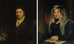 Portrait Of James Stewart Of Killymoon Castle, Seated In A Red Coat With A White Stock, Books On A Table Beside