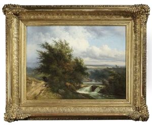 Weite Flusslandschaft Bei Heranziehendem Sturm by Gerard Crehay