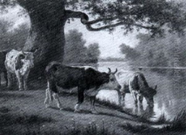 Ein Paar Landschaften Mit Kuhen Und Huhnern - view 1
