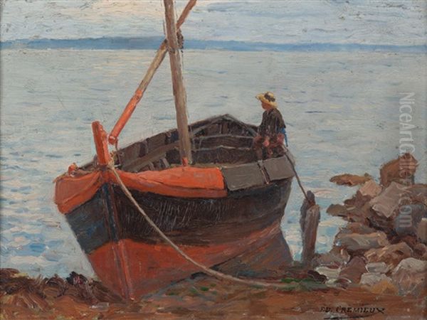 Boot Mit Knaben An Der Meereskuste - view 1