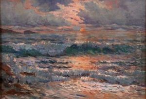 Marine Au Coucher De Soleil by Edouard Cremieux