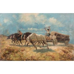 Paesaggio Con Personaggi E Cavalli by Erminio Cremp