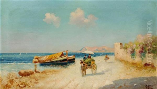 Donkey And Cart At The Sea - view 1