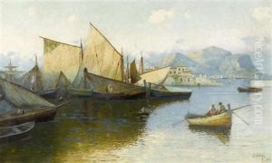 Kustenszene Mit Segelschiffen In Suditalien by Erminio Cremp
