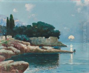 Sonnenaufgang Uber Malerischer Bucht Mit Fischern Am Strand by Erminio Cremp