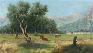 Italienische Landschaft Im Abendrot by Erminio Cremp