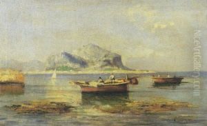 Palermo, Marina Con Barche E Monte Pellegrino by Erminio Cremp
