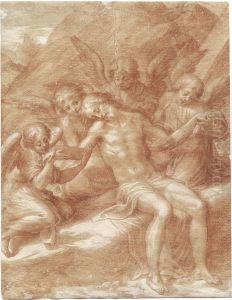 Der Leichnam Christi, Von Engeln Gehalten by Michelangelo Anselmi