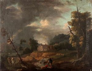 Pecheurs Au Bord De La Riviere Dans Un Paysage Italianisant Pecheurs Au Bord De La Riviere Dans Un Paysage Italianisant