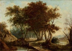 Paysage Au Petit Pont, Paysage Au Rocher (pair) by Louis-Philippe Crepin